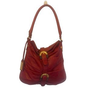 Badgley Mischka Crimson Satchel with Gold Details